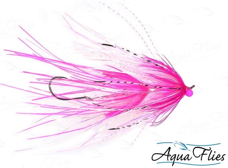 Aqua Flies Stu's Ostrich Intruder - Fuchsia / White steelhead fly