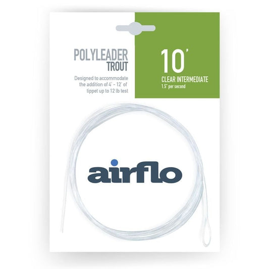 Airflo polyleader trout clear intermediate fishing line packaging on a white background