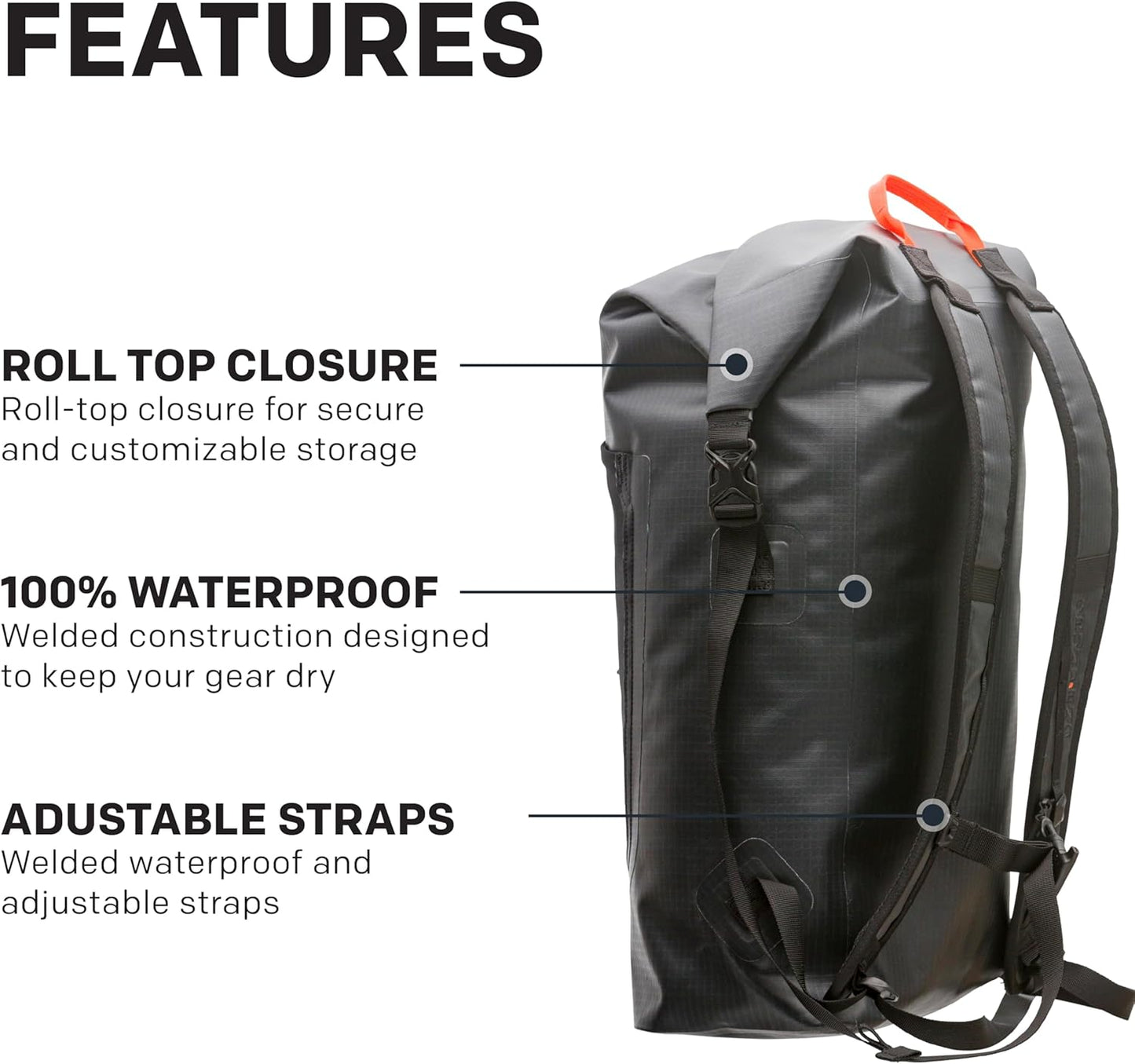 Grundens Bootlegger Roll Top Backpack 30L - Black