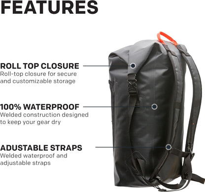 Grundens Bootlegger Roll Top Backpack 30L - Black