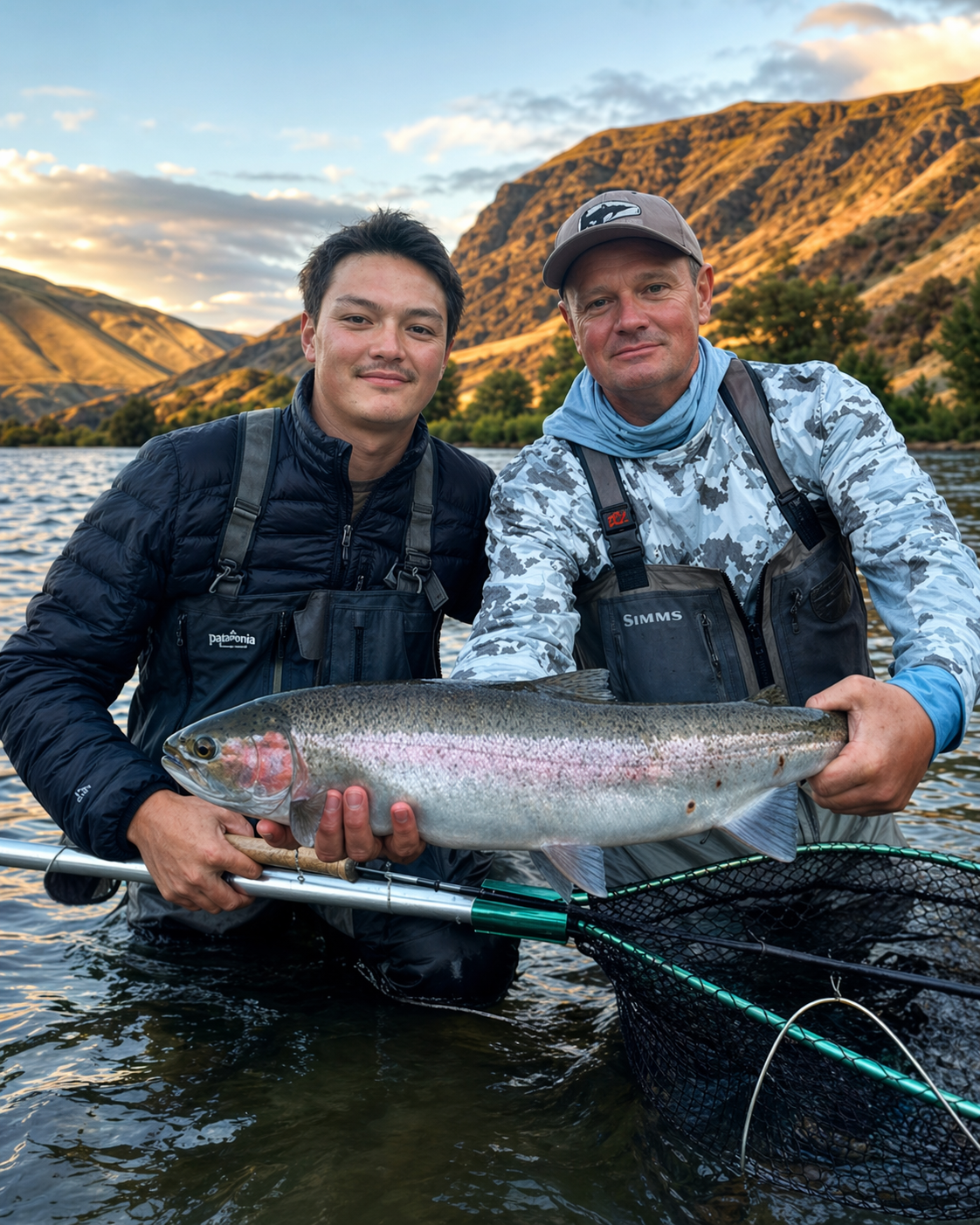 Pete Fields Steelhead Guide - holding a large steelhead
