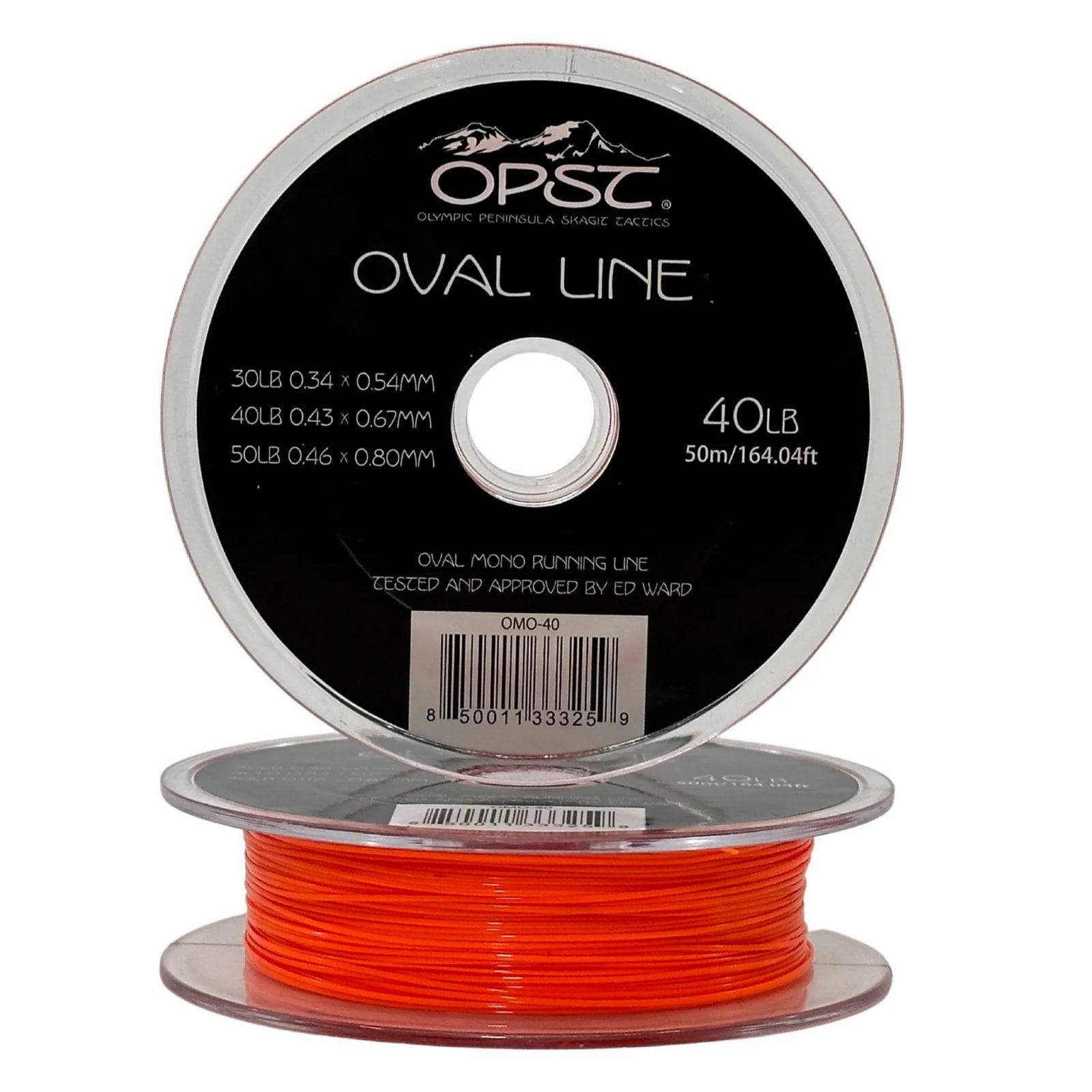 OPST Oval Mono Running Line spool in high-visibility Orange