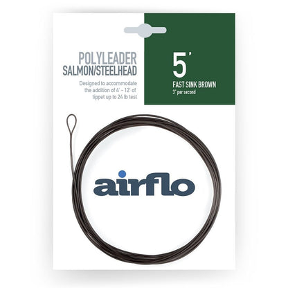 Airflo polyleader 5ft fast sink brown - salmon and steelhead - packaging with fishing line on a white background