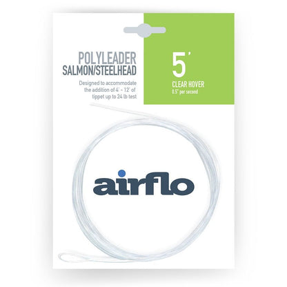 Airflo polyleader 5ft clear hover fishing line packaging with clear leader and branding on a white background